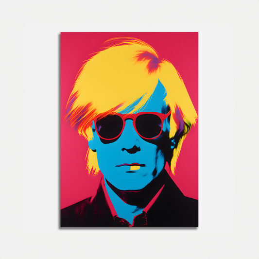 A colorful pop art portrait of a man with sunglasses.
