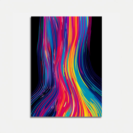 Colorful wavy lines abstract art on a white background.