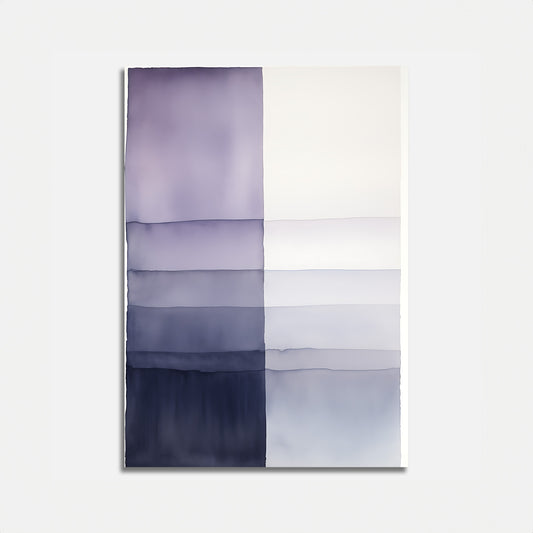 Modern abstract painting with gradient stripes transitioning from deep purple to white.