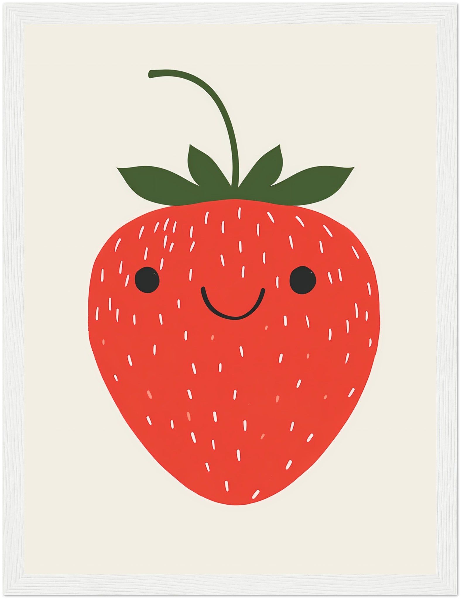 Illustration of a smiling strawberry in a frame.