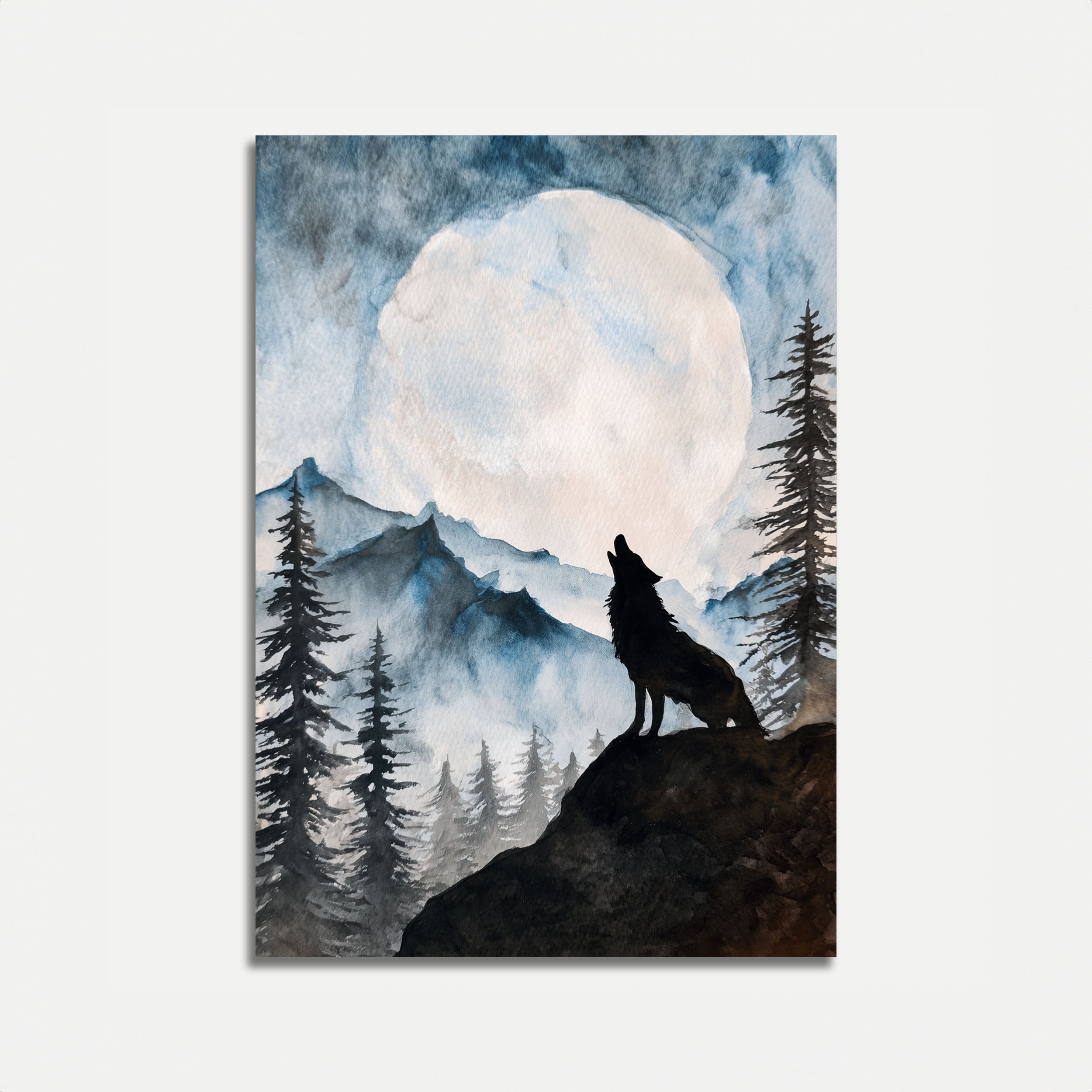 Pôster de Lobo Uivando - Impressão de Arte em Aquarela de Vida Selvagem  para Parede, image size:2500x2500