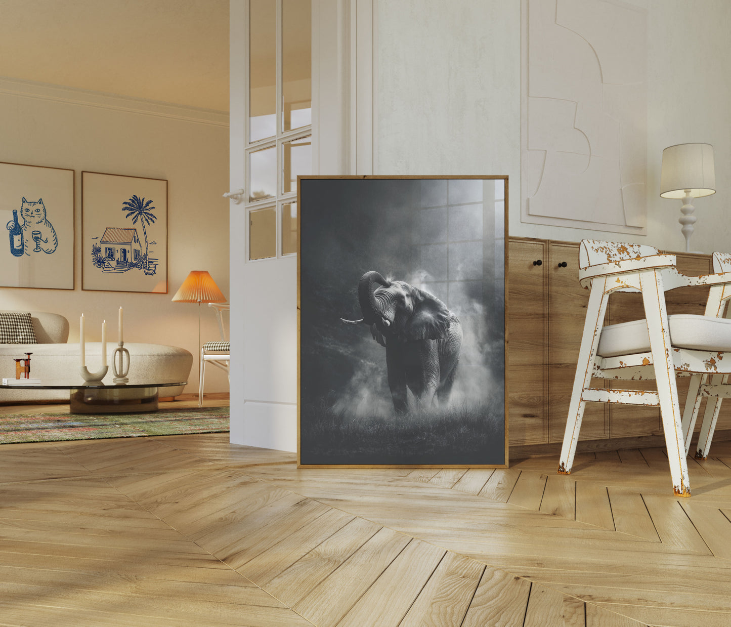 Mystical Elephant in Mist Poster