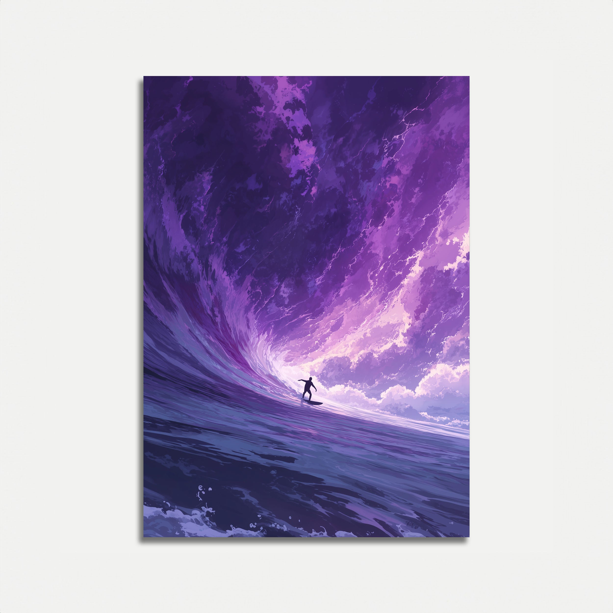 Purple Wave Surfing Poster - Cosmic Ocean Art Print – Artisout
