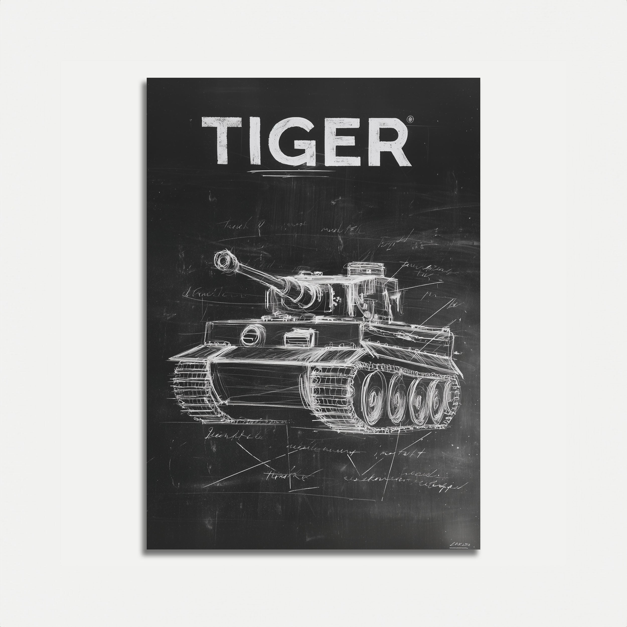 Tiger Tank Poster - WWII Military Technical Blueprint Art – Artisout