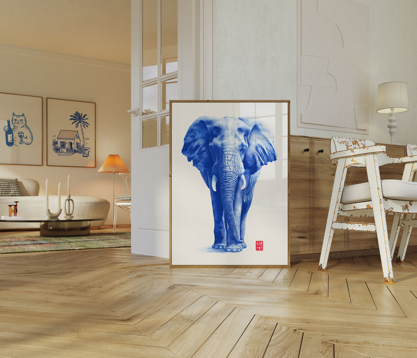 Blue Majesty Elephant Poster