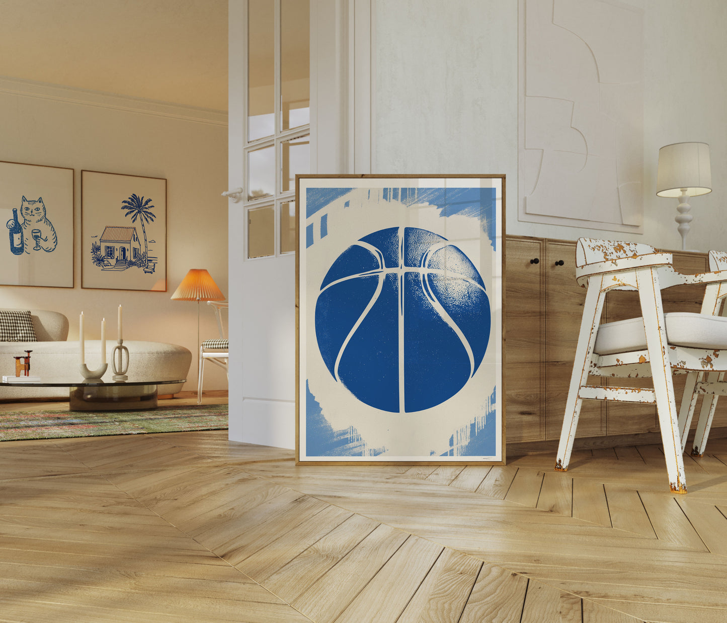 Blue Basketball Graphic Art Poster