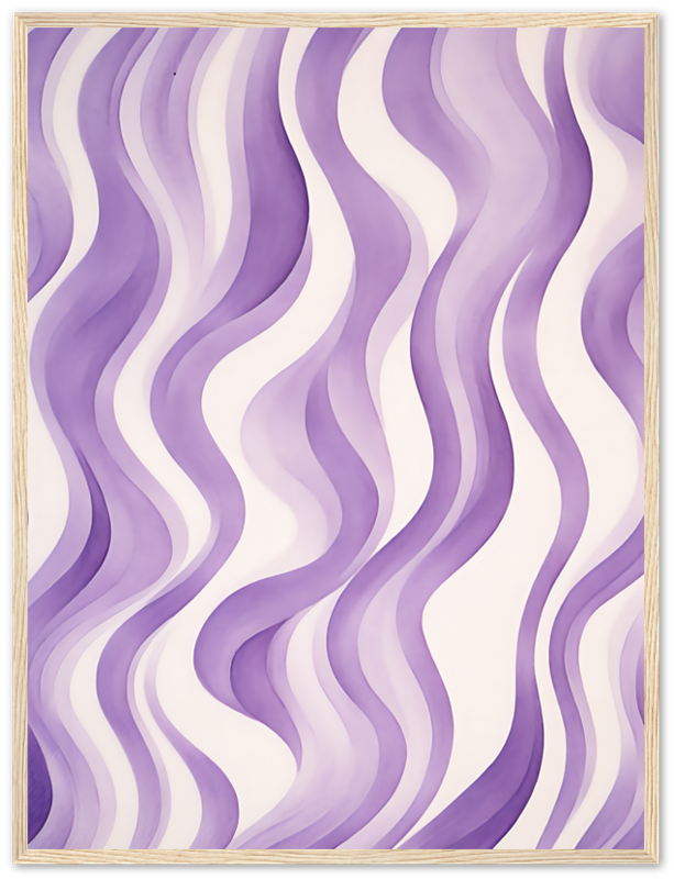 Abstract wavy purple lines framed as an artwork.