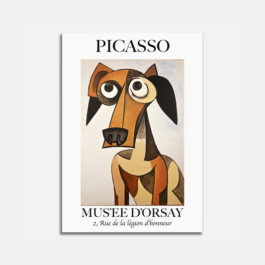 A poster of a Picasso painting featuring a stylized dog, for an exhibition at Musée d'Orsay.