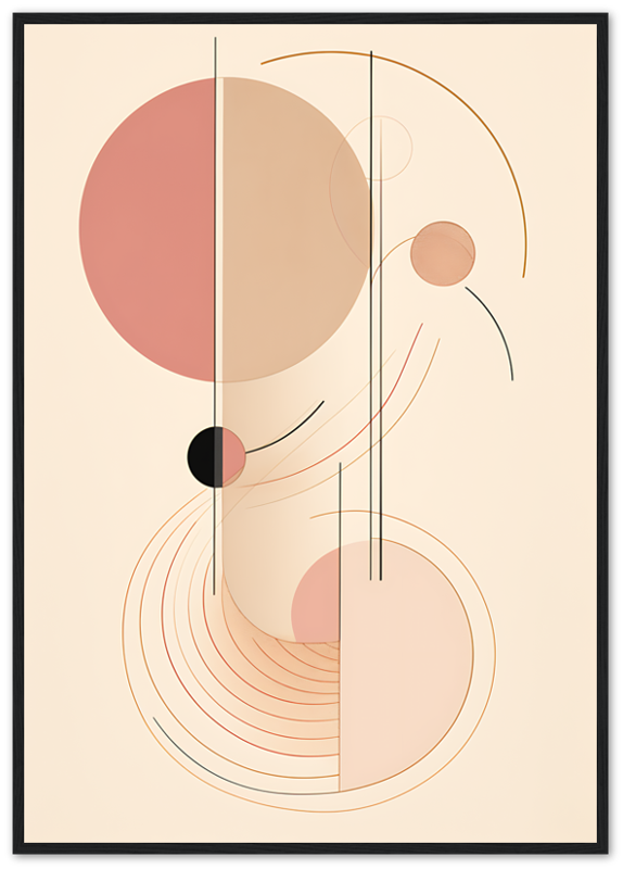 Abstract art with geometric shapes and lines in pastel tones.