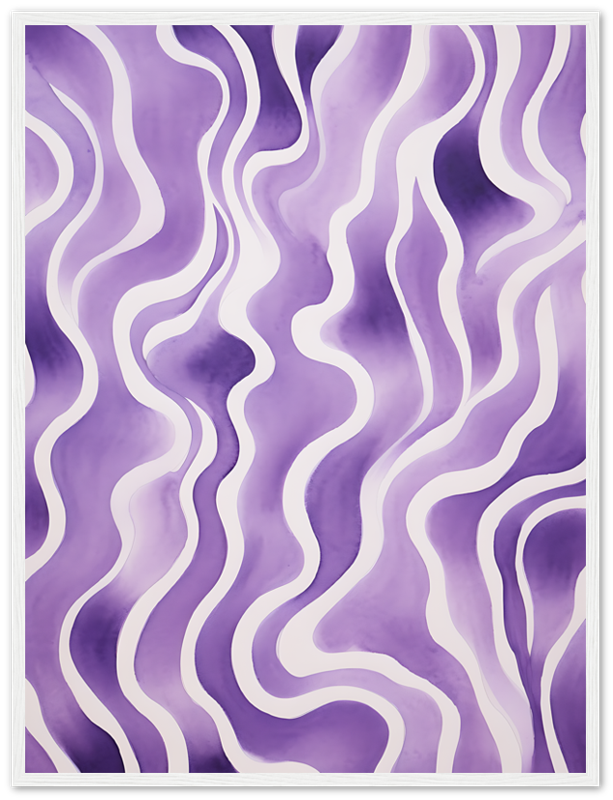 Purple and white abstract wavy pattern illustration.
