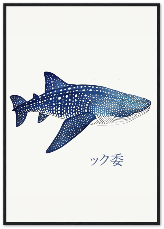 Illustration of a whale shark with Japanese characters below.