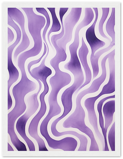 Abstract purple wavy lines pattern framed on a white background.
