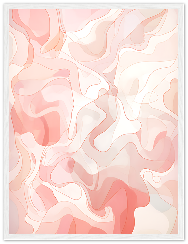 Abstract art with wavy lines in soft red and beige tones.