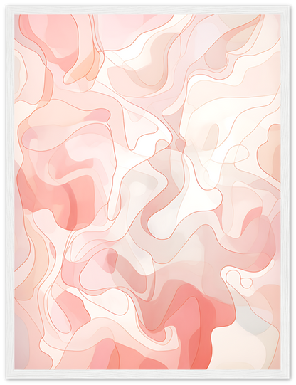 Abstract art with wavy lines in soft red and beige tones.