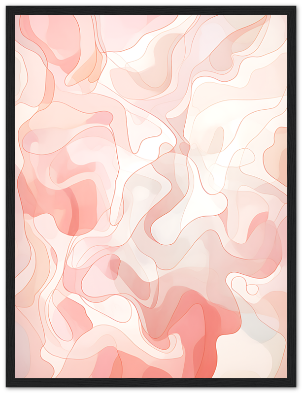 Abstract wavy pattern in shades of pink and beige framed as artwork.