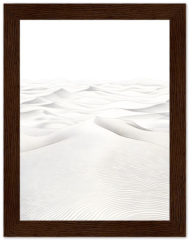 "An illustration of sand dunes within a wooden frame."