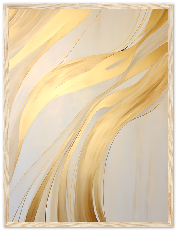 An abstract golden swirl pattern on a light background, framed with a simple border.