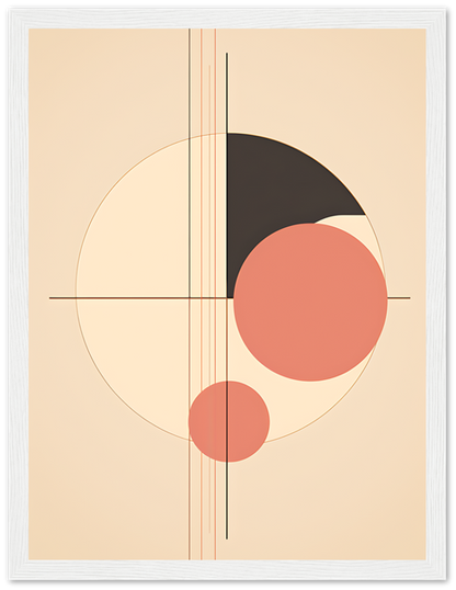 Abstract art with geometric shapes and lines in warm tones.