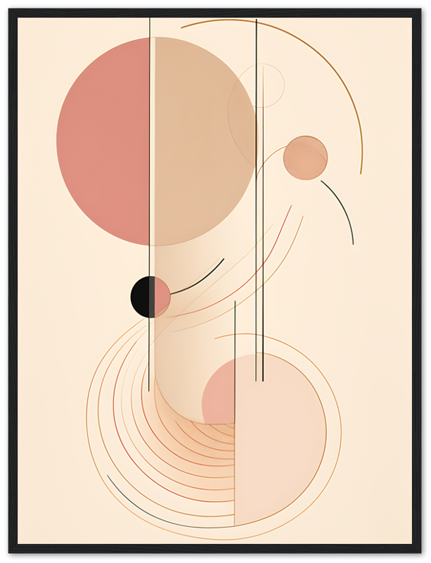 Abstract art with geometric shapes and lines in pastel colors.