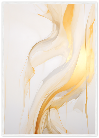 Abstract golden swirls on a white background.