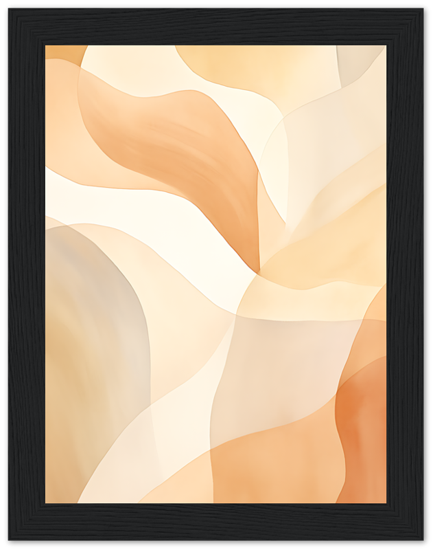 Abstract wavy pattern in warm colors framed in black.