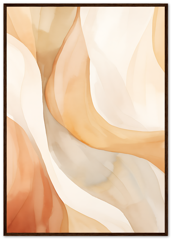 Abstract wavy design in warm tones with a dark frame.
