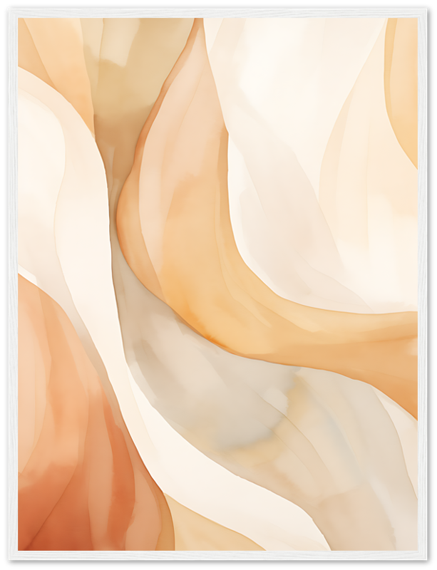 Abstract flowing shapes in warm tones of beige and orange.