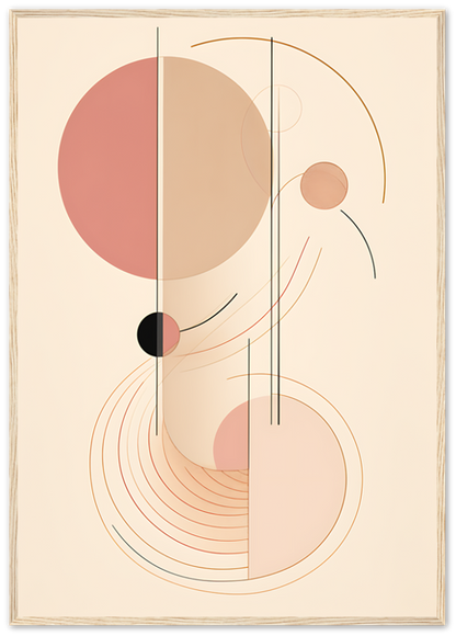 Abstract art with geometric shapes and lines in pastel colors.