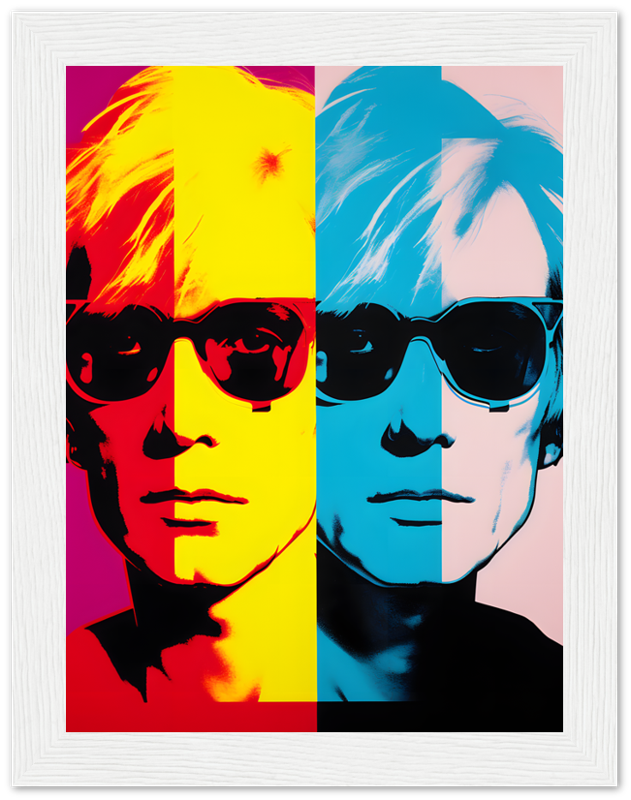 Pop art style portrait of a man with sunglasses in vibrant colors.