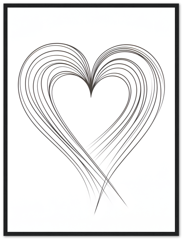 Black and white abstract heart illustration with frame.