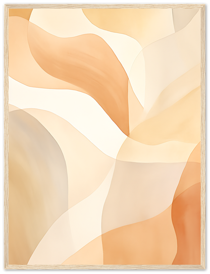 Abstract wavy pattern in soft orange and beige tones with framed border.