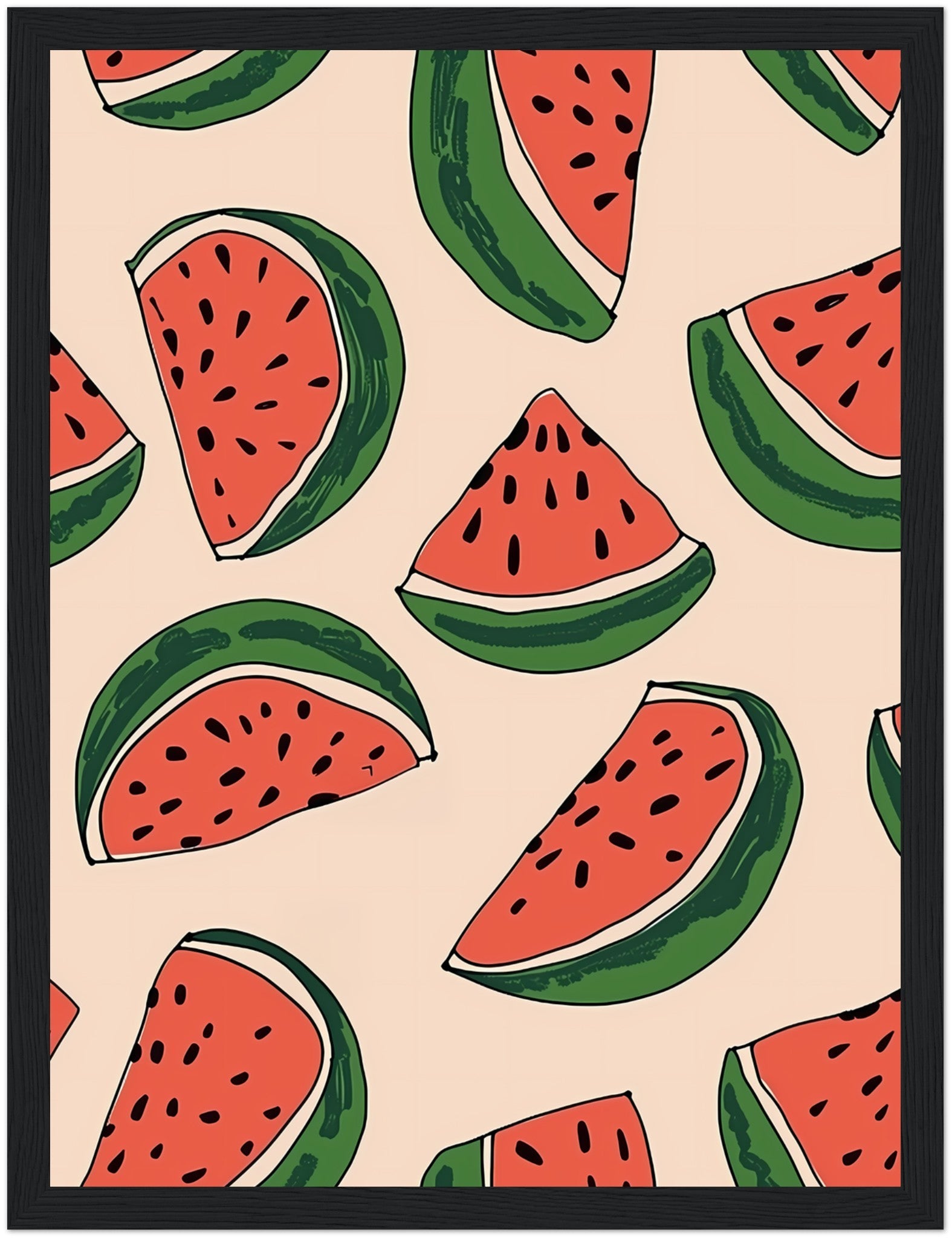 Pattern of illustrated watermelon slices on a cream background.