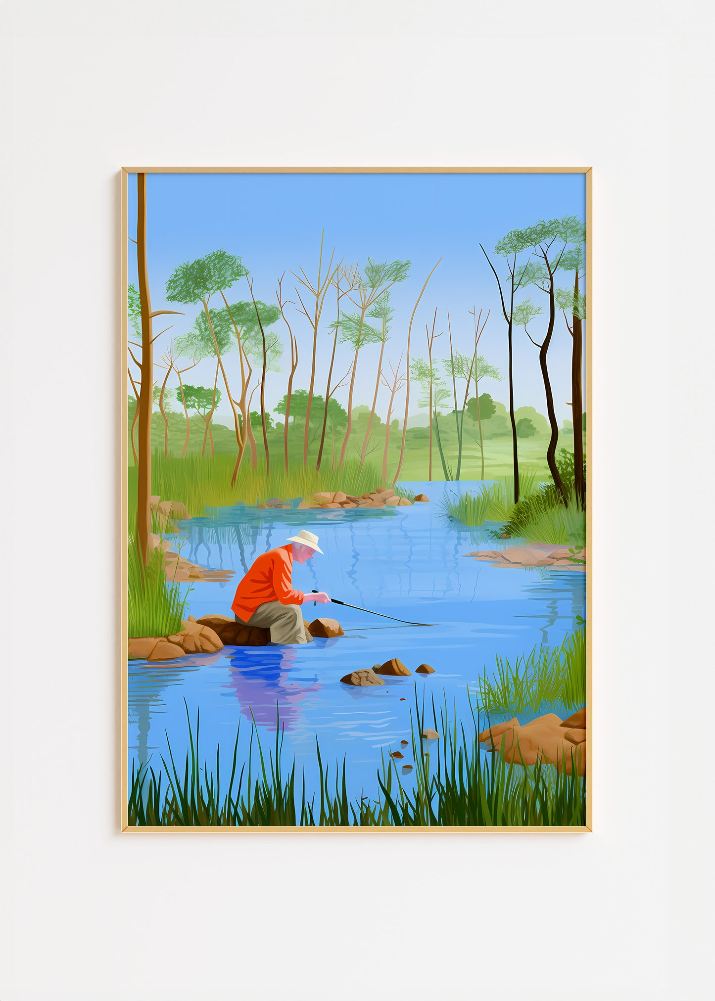 Fisherman - David Hockney Poster Print Material   