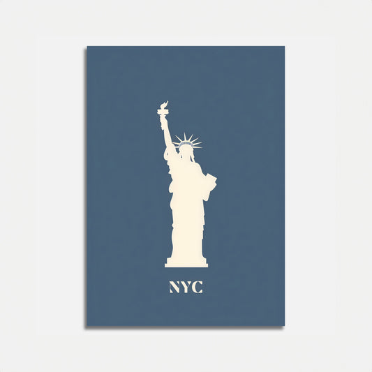 Minimalist representation of the Statue of Liberty with "NYC" text below.