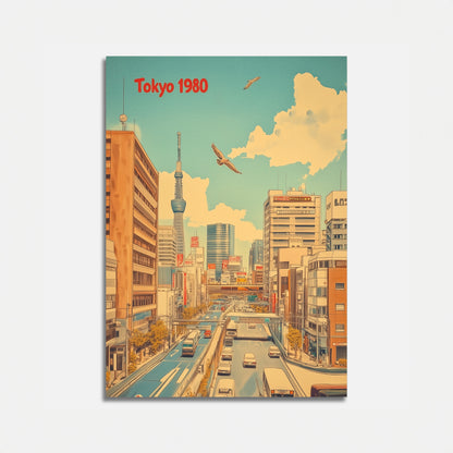 Póster de calles de Tokio retro