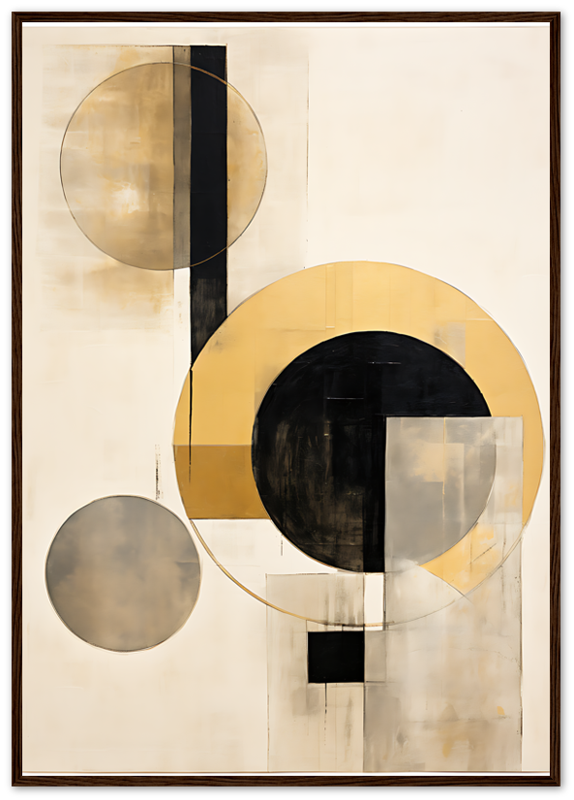Abstract art with geometric shapes in muted tones.