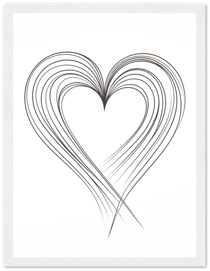 Abstract heart design with continuous lines, framed on a white background.