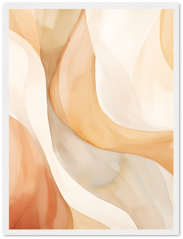 Abstract art with soft, flowing beige and cream shapes.