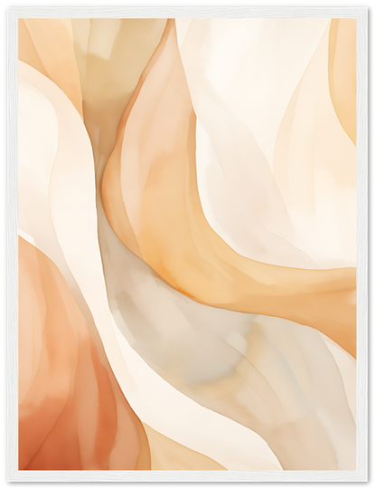 Abstract art with soft, flowing beige and cream shapes.