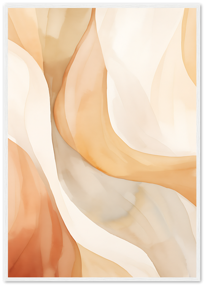 Abstract wavy design with soft orange and cream colors.