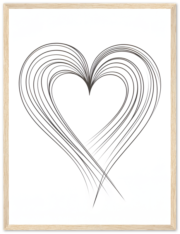 Abstract heart design with continuous lines, framed on a white background.
