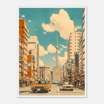 Cartel retro de tráfico en Tokio