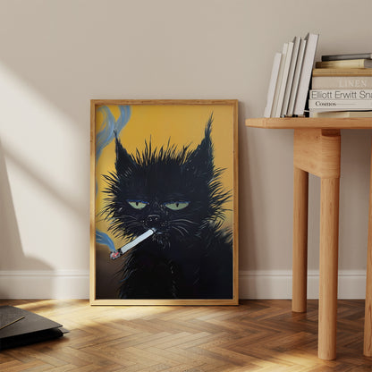 Smoking Black Cat - Poster