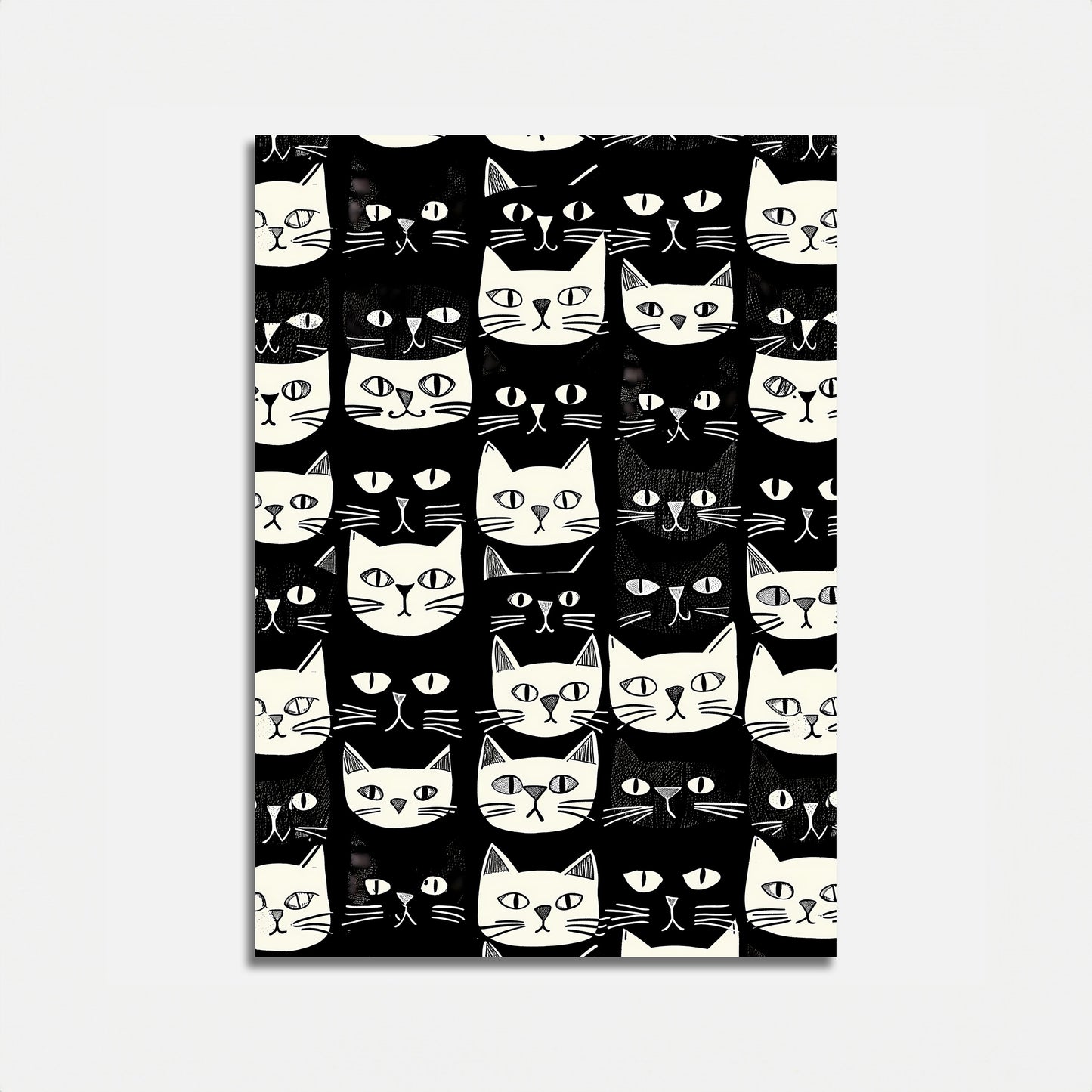 Black & White Cat Faces - Poster