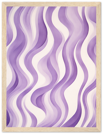 A framed image of a purple and white wavy abstract pattern.