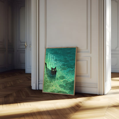 Mysteriöse Schwarze Katze Poster