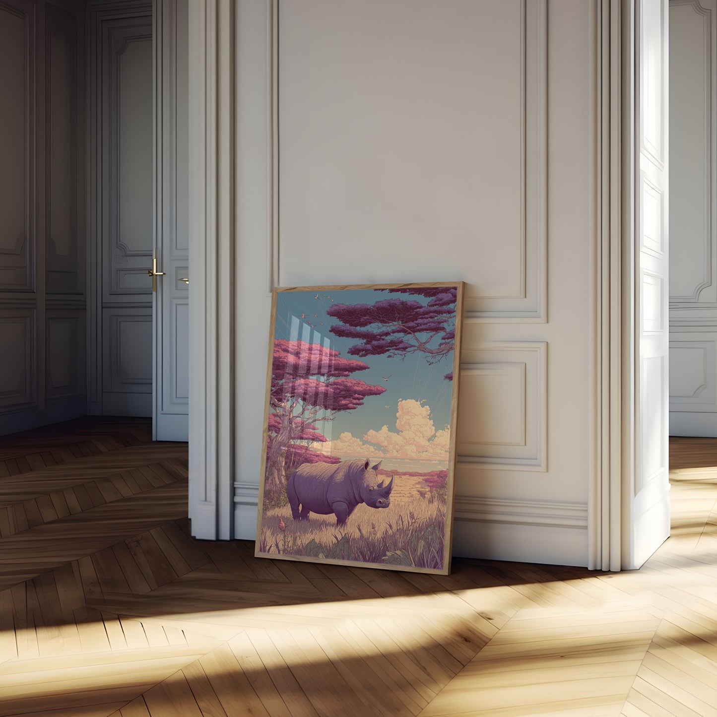 African Rhino Dreamscape Poster