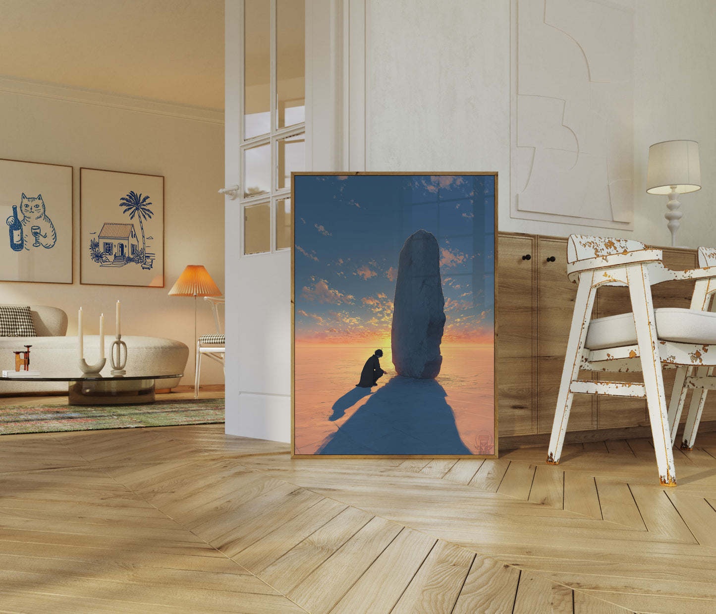 Solitary Stone Sunset Poster