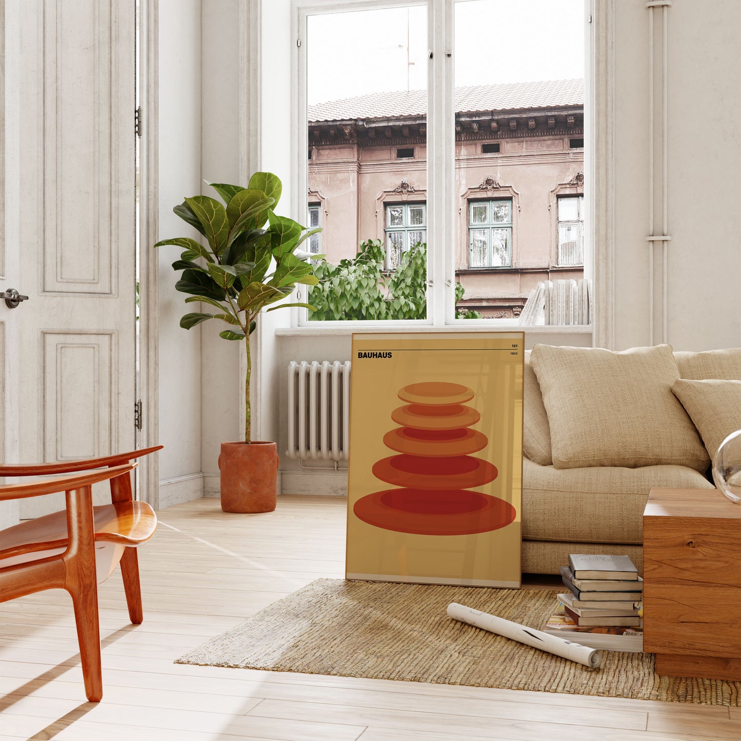 Bauhaus Geometric Stacked Circles Poster