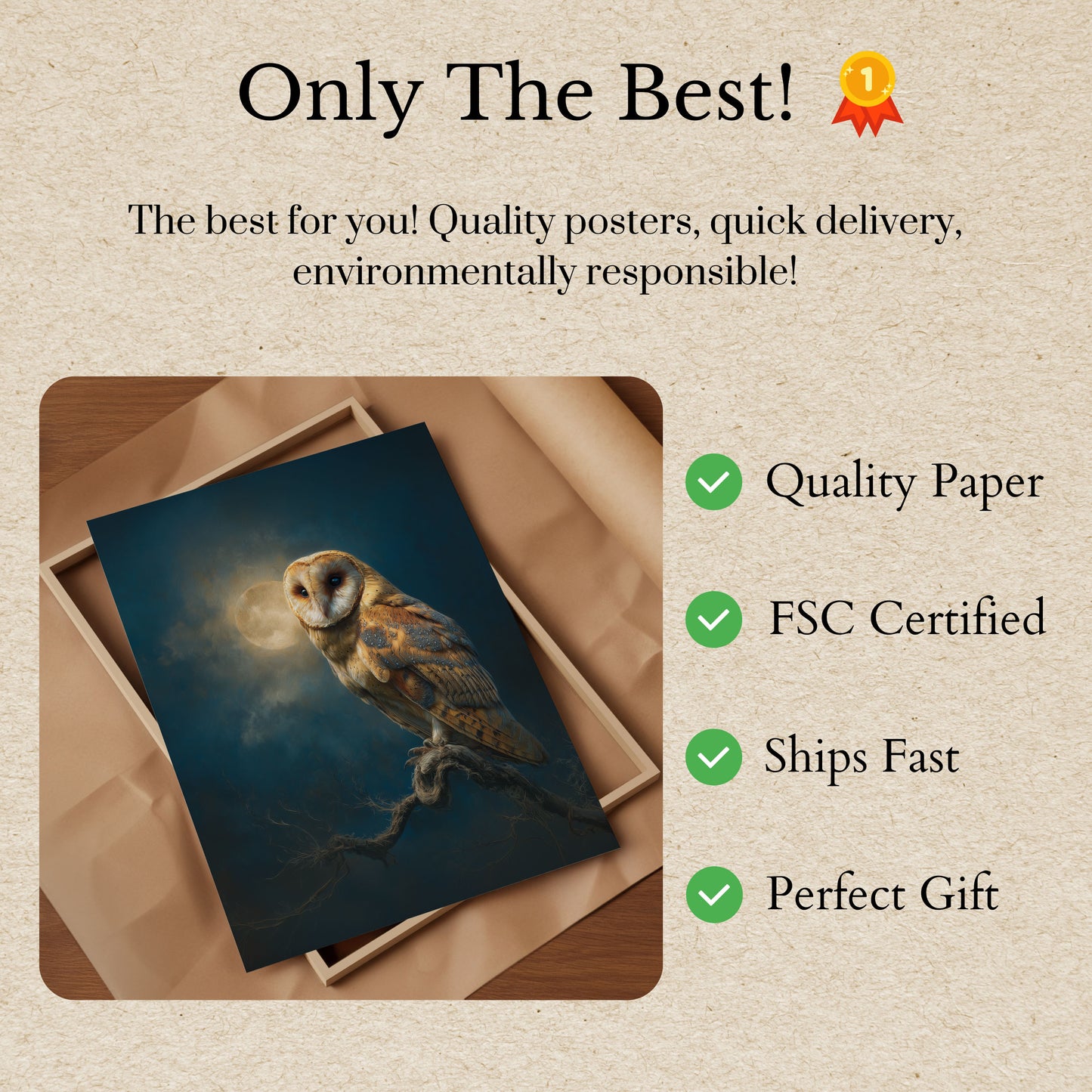 Moonlit Barn Owl Poster